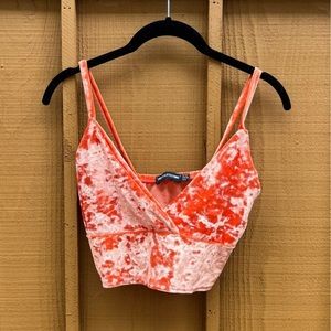 PrettyLittleThing Orange Velvet Crop Tank